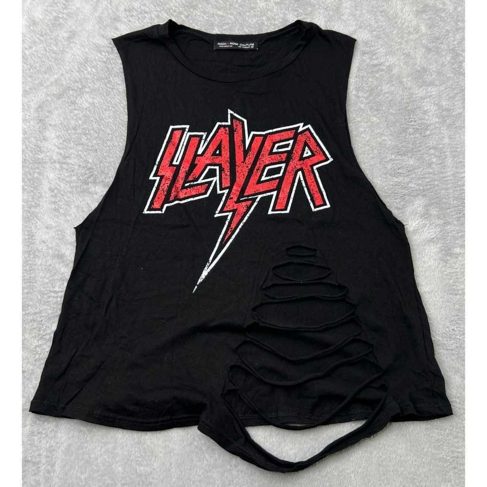 Rock Rose Couture Slayer Distressed Muscle Tank M Black Women Graphic Rock Tee